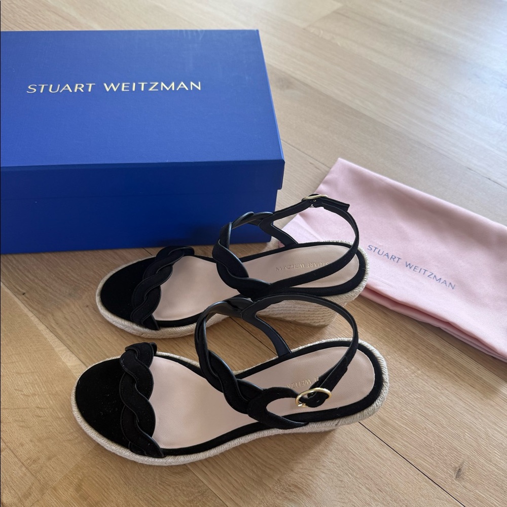 NWT - Stuart Weitzman - Twist Espadrille Wedge Sandals  - Size 9B